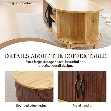 Serwall Solid Wood Coffee Table with Sliding Door
