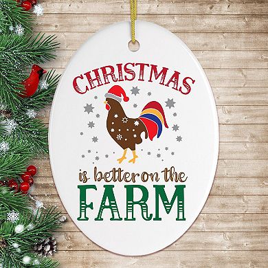 Christmas is Better on the Farm Rooster Ornament