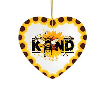 Bee Kind Bumblebee Sunflower Illustration Ornament