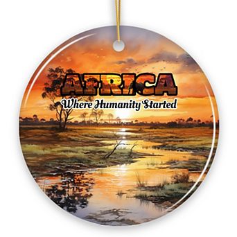 Artistic Natural Beauty of African Landscapes and Wildlife Ornament, Christmas Gift, Version 4