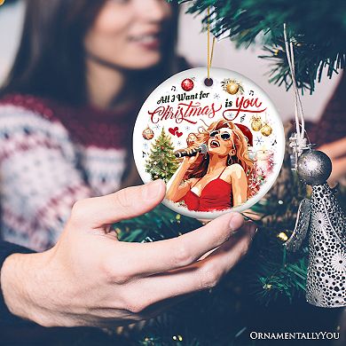 Artistic Classic Holiday Melody Ornament, All I Want for Christmas, Celebrity Singer Gift, Version 2