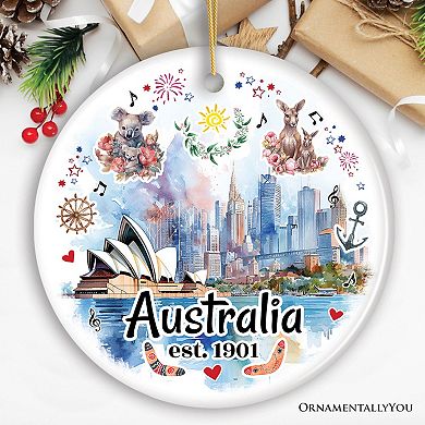 Australia Artistic Watercolor Painting Ornament, Christmas Holiday Gift