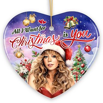 Artistic Classic Holiday Melody Ornament, All I Want for Christmas, Celebrity Singer Gift, Heart
