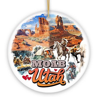 Breathtaking Desert Town Moab Ornament, Utah Nature and Landscape Travel Souvenir, Version 2