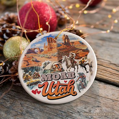 Breathtaking Desert Town Moab Ornament, Utah Nature and Landscape Travel Souvenir, Version 2