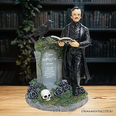 Edgar Allan Poe Handpainted 9" Figurine, Horror Home Statue Decoration