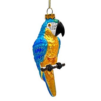 Colorful Parrot Glass Christmas Ornament, Unique Bird Holiday Tree Decor