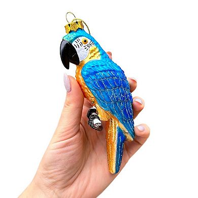 Colorful Parrot Glass Christmas Ornament, Unique Bird Holiday Tree Decor