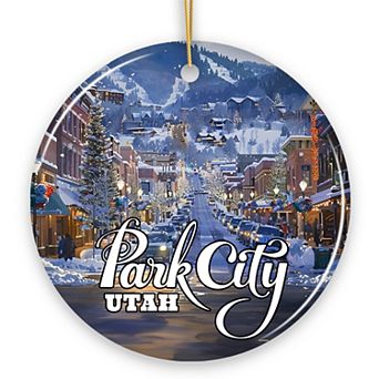 Culturally Artistic Park City Ceramic Ornament, Utah Picturesque Mountain Town Souvenir, Version 1