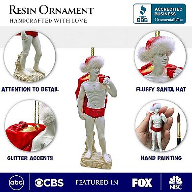 Festive Statue of David Ornament, Unique Italian Renaissance and Michelangelo Decor