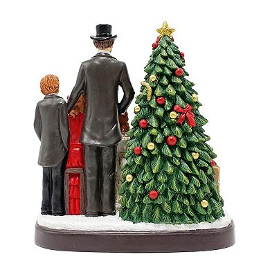 Elegant Victorian Christmas Family Figurine, 8" Vintage Holiday Tabletop Statue and Home Decoration