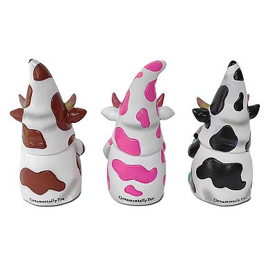 Endearing Cow Gnome Trio Mini Statue Set of Three, 5" Miniature Figurine and Unique Farm Resin