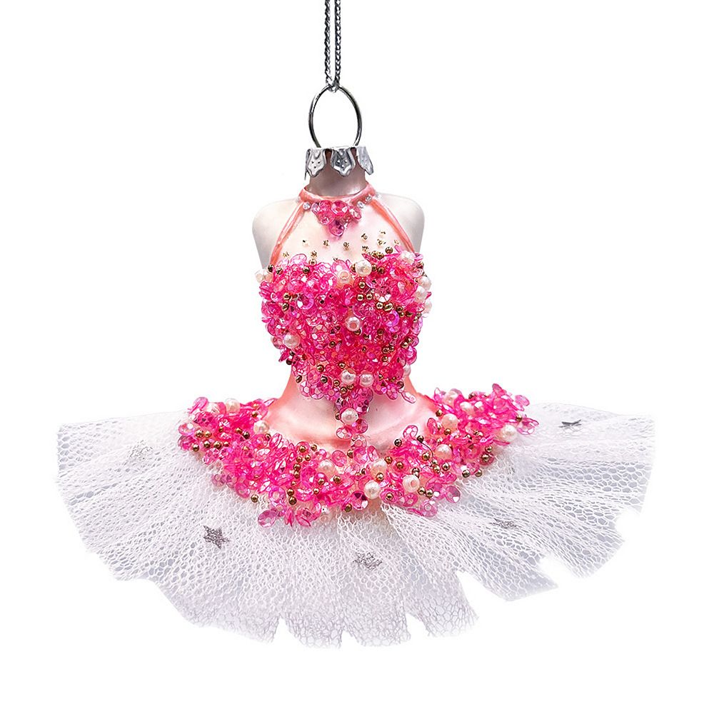 ballerina christmas dress Classic Handcrafted Glass Ornament Pink