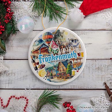 Artistically Vibrant Frankenmuth Ornament, Festive Bavarian Town Michigan Souvenir, Version 2