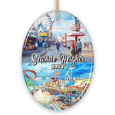 Artistic Lively Seaside Heights Ornament, New Jersey Festive Beach