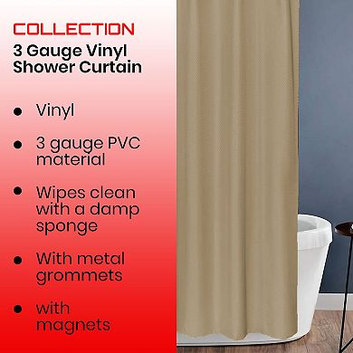 3 Gauge Vinyl Shower Curtain Liner with Weighted Magnets and Metal Grommets