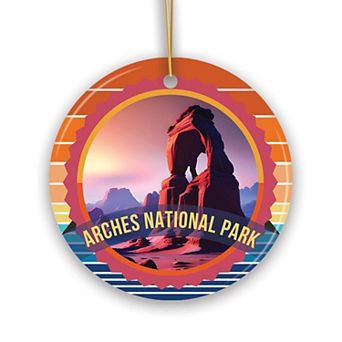 Arches National Park Retro Style Ornament, Utah Tourist Attraction and Gift