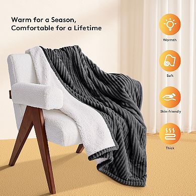 SERWALL 62"*84" Reversible Flannel & Sherpa Electirc Blanket with Temperature & Timing Functions