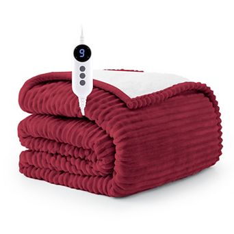 62"*84" Reversible Flannel & Sherpa Electirc Blanket with Temperature & Timing Functions