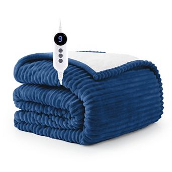 62"*84" Reversible Flannel & Sherpa Electirc Blanket with Temperature & Timing Functions