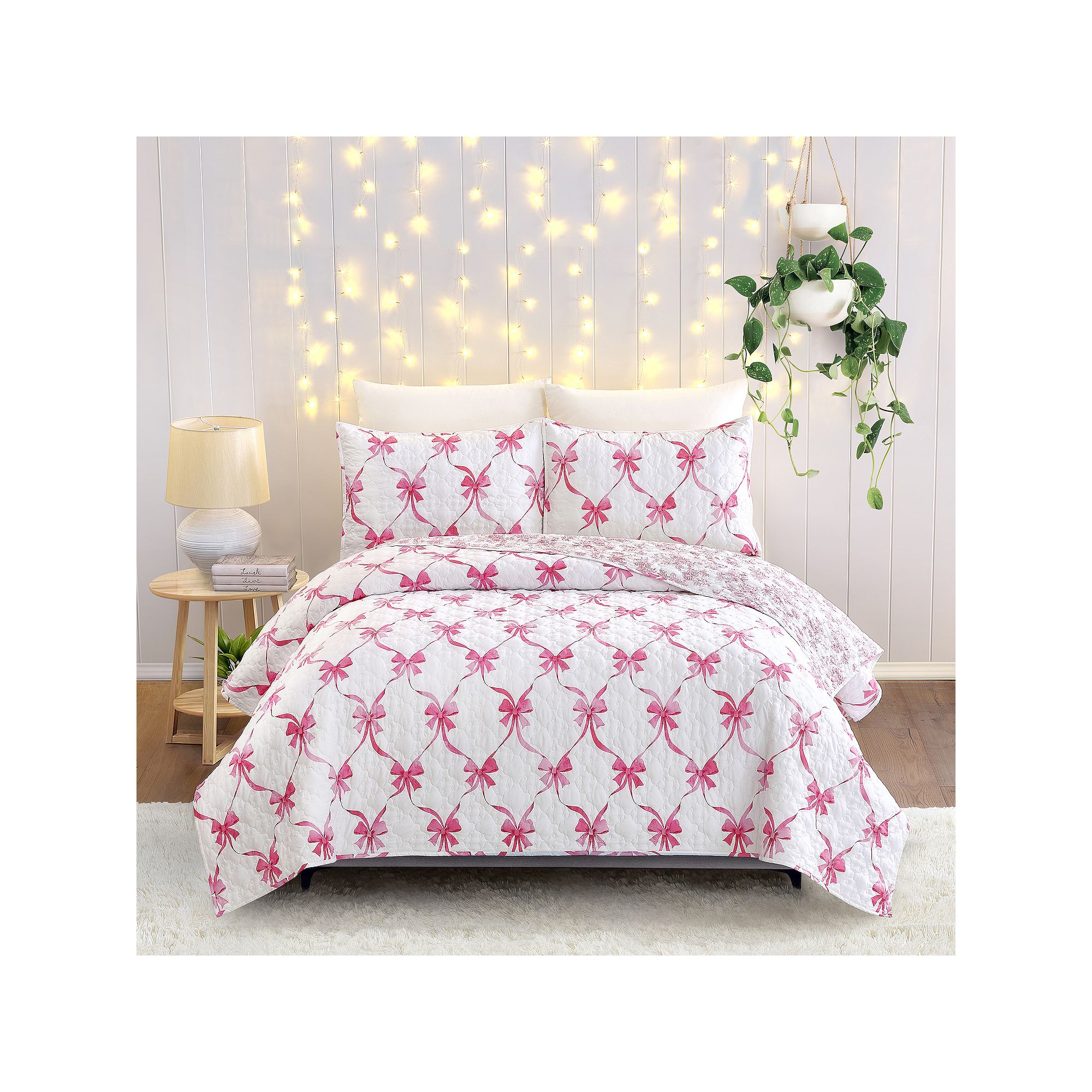 Modern Heirloom Abigail Bow Quilt Set, Pink