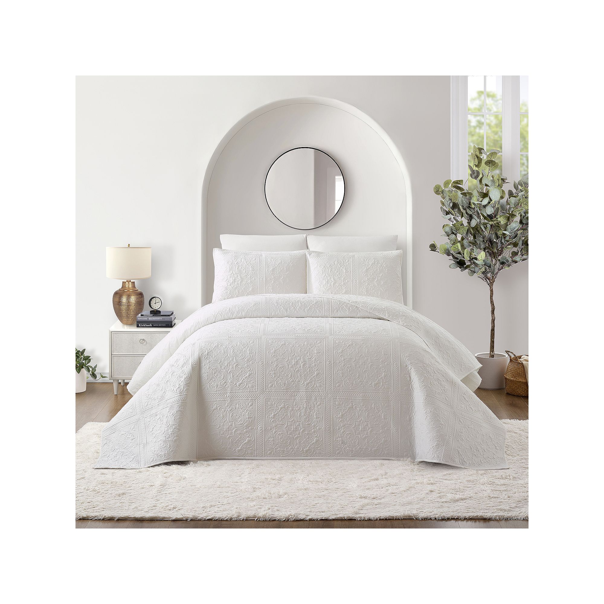 Modern Heirloom Solid Stitch Bedspread Set, White