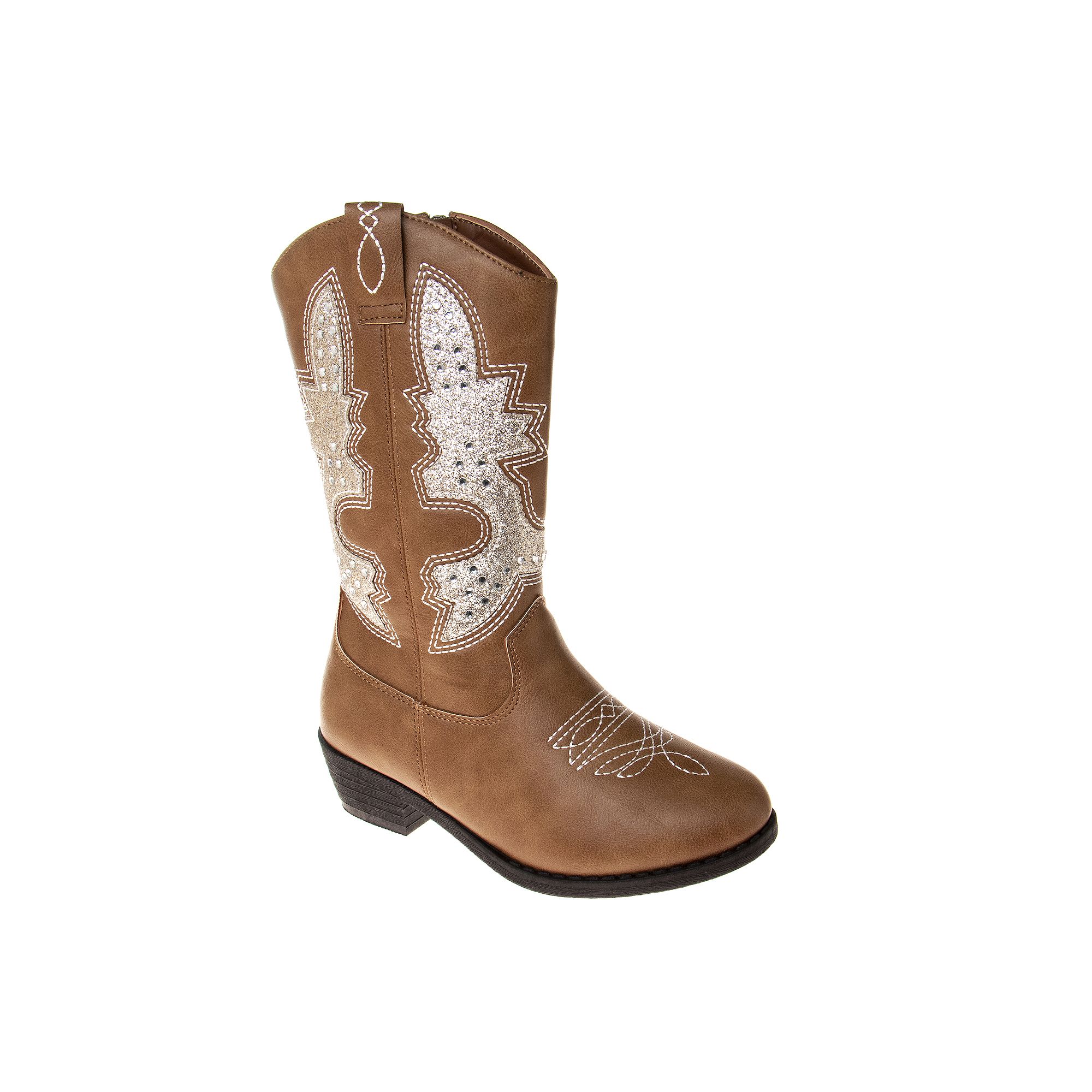 Kensie Girls Cowgirl Boots, Girls, Size: 1, Brown 2
