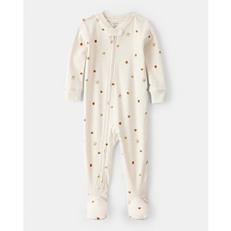 Baby Carter's Thanksgiving Print 100% Cotton Long Sleeve Footed Pajamas