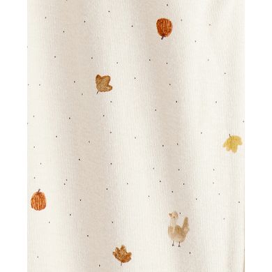Baby Carter's Thanksgiving Print 100% Cotton Long Sleeve Footed Pajamas