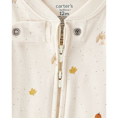 Baby Carter's Thanksgiving Print 100% Cotton Long Sleeve Footed Pajamas