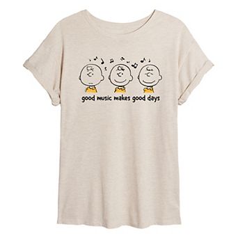 Juniors' Peanuts Charlie Brown Good Music Graphic Tee