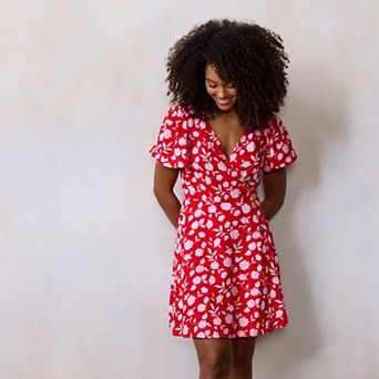 Petite LC Lauren Conrad Button Wrap Mini Dress