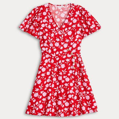 Petite LC Lauren Conrad Button Wrap Mini Dress