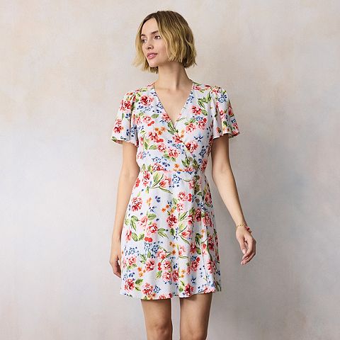 Женские платья LC Lauren Conrad Petite LC Lauren Conrad Button Wrap Mini Dress