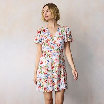Petite LC Lauren Conrad Button Wrap Mini Dress
