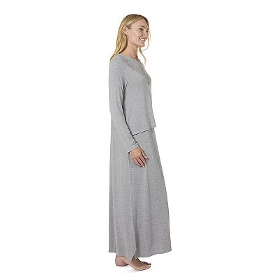 Memoi Women's Lace Trimmed Nursing Night Gown Teal L