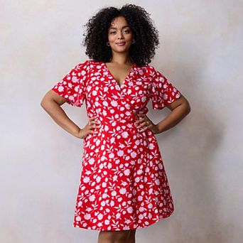 Plus Size LC Lauren Conrad Button Wrap Mini Dress