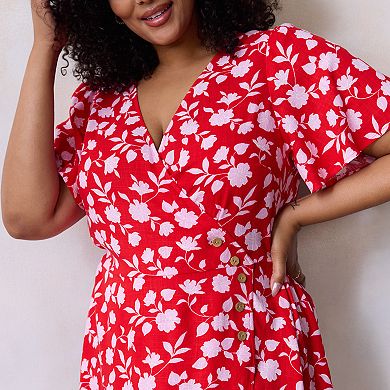 Plus Size LC Lauren Conrad Button Wrap Mini Dress