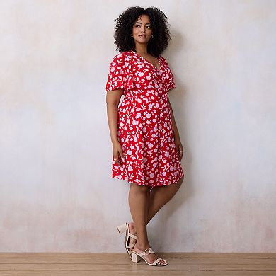 Plus Size LC Lauren Conrad Button Wrap Mini Dress