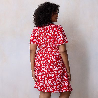 Plus Size LC Lauren Conrad Button Wrap Mini Dress