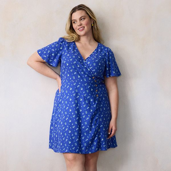 Женские платья LC Lauren Conrad Plus Size LC Lauren Conrad Button Wrap Mini Dress — фото 2