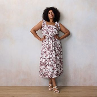 Plus Size LC Lauren Conrad Tie Strap Tea Length Dress