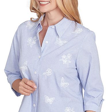 Women's Alfred Dunner Striped Woven Butterfly Button Down Top
