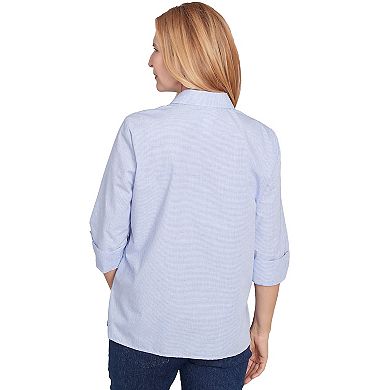 Women's Alfred Dunner Striped Woven Butterfly Button Down Top