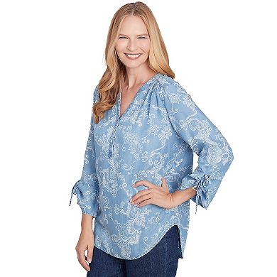 Women's Alfred Dunner Super Soft V-Neck Henley Top
