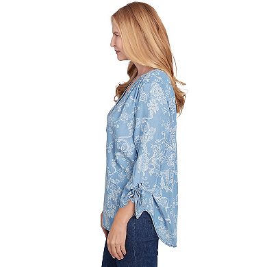 Women's Alfred Dunner Super Soft V-Neck Henley Top