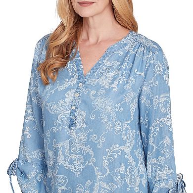 Women's Alfred Dunner Super Soft V-Neck Henley Top