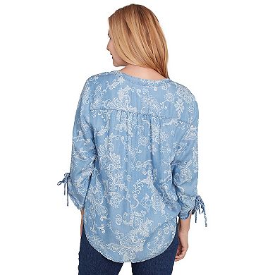 Women's Alfred Dunner Super Soft V-Neck Henley Top