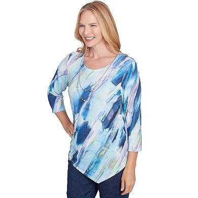 Women's Alfred Dunner Diagonal Brushstroke Top with Necklace