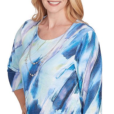 Women's Alfred Dunner Diagonal Brushstroke Top with Necklace